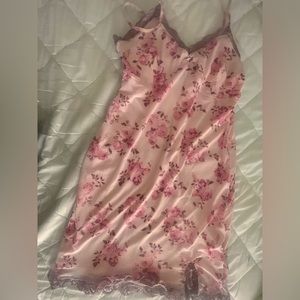 pink floral mini dress